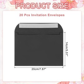 PATIKIL 7.5x5.5 Inch Invitation Envelopes, 20 Pcs Self-Seal for Invitations A7 Self Seal for Weddings Thank You Card Photos Postcards Birthday Greeting Cards Mailing, Black