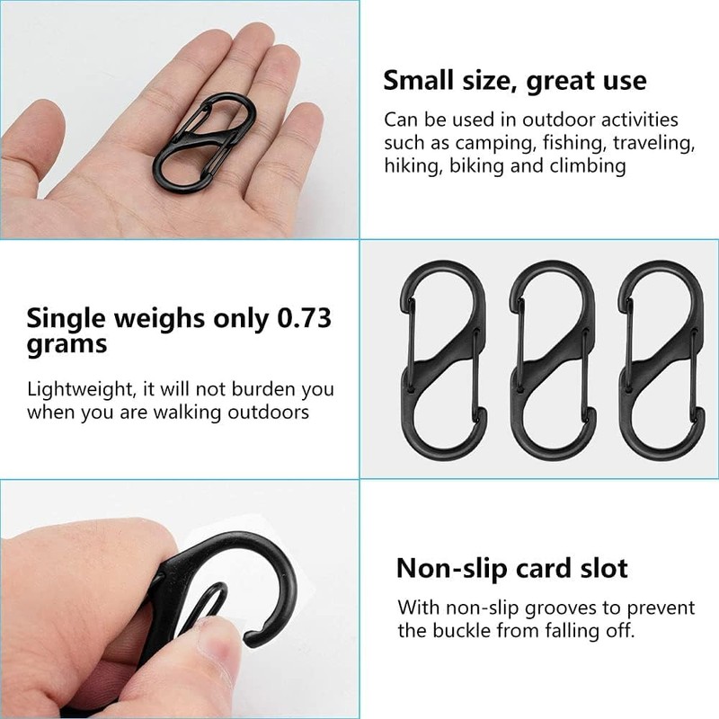 Fenhupe 30pcs S Hooks Carabiner Clip, Zipper Pull Locks Anti