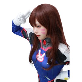 DAZCOS Game Cosplay Wig Straight Brown Hair 65 cm (Brown)