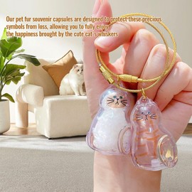6Pcs Cat Hair Holder Keychain, Pet Fur Storage Bottle, Cat Fur Keepsake Capsule Collector Toys Memorial Keychain for Collecting Kitten Hair