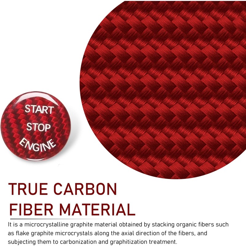 Ferianl Car Push Start Button Cover, Carbon Fiber Engine Start