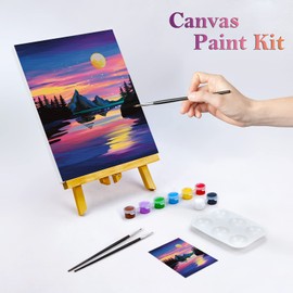 Nuberlic Pre Drawn Canvas Paint Kit, Adult Sip and Paint Party Favor DIY Date Night Activity, 8X10 Canvas to Paint Birthday Party Gift Star Night (8x10inch Sunset)