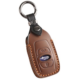 [smasol] Smart Key Case, Genuine Leather, Key Cover, Crosstrek/Forester/Revorg/Impreza Compatible (Subaru Subaru Compatible), Men's, Women's, Car Specific Design Accessory (Genuine Leather, Brown)