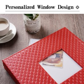 Mublalbum Leather Photo Album 4x6 1000 Photos Large Capacity Picture Book with Horizontal and Vertical Pockets for Baby Wedding Anniversary and Family (Red)