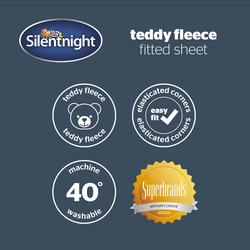 Silentnight Teddy Fleece Fitted Sheet Single - Blush Teddy Bear