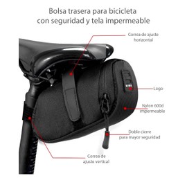Bolsa Impermeable Asiento Trasera Bicicleta (Negro con Azul)
