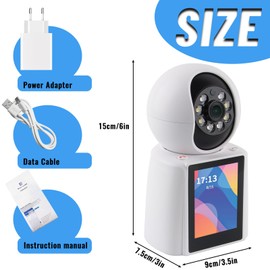 Hillylolly Indoor WiFi Surveillance Camera, 3K Dog Camera with App Two-Way Video, Pet Camera with 2.4 Inch Screen, 350 Degree Indoor Camera, Car Tracking, One Touch Call (Trapezoidal)