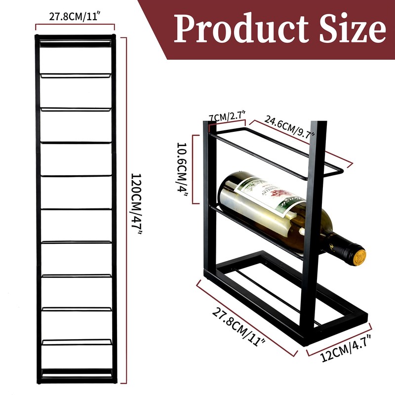 AQAREA Wall Mounted Wine Rack: Metal Hanging 10 Bottle Wine