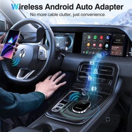 Android Auto Wireless Adapter for Cars with Built-in Wired Android Auto Easy Setup Support NFC Pair Fast Seamless Connection Stable Plug and Play Wireless Car Adapter Dongle (Black)