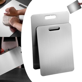 2 Pieces Titanium Chopping Board, Stainless Steel, Titanium Cutting Board, Double-Sided Food Grade Chopping Boards, Breakfast Board Set, for Meat, Bread & Vegetables