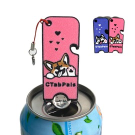 CTABPALS 2 in 1 Soda Can Opener Pop Can Tab Opener Keychain Help for Long Nails,Sore Hands,Arthritis Pink Dog