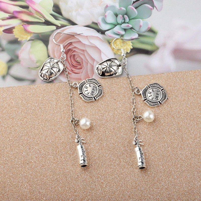 FAADBUK Firefighter Dangle Earring Fireman Gift Firefighter Appreciation Gift (Firefighter