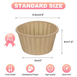 sourcing map Mini Cupcake Liners for Baking Cupcake, 50Pcs Cupcake Muffins Liners Cupcake Holders Paper Greaseproof Wrappers for Wedding, Showers, Gift, Brown