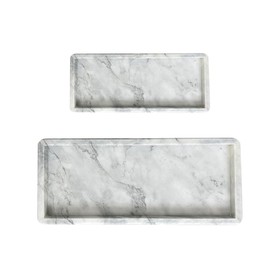 ElevatedTheories Decorative Marble Like Durable Silicone Kitchen Sink & Bathroom Vanity Tray - 2pc, Jewelry Organizer, Key Holder, Soap Dispenser, Cosmetic Holder, Bathtub, or Perfume, Candle
