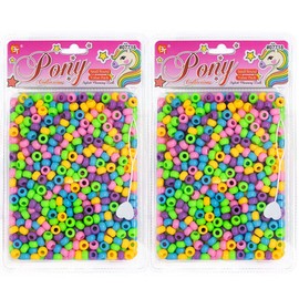 Beads Jewelry Making Kit DIY Hair Braiding Bracelet Ornaments Crafts Small Round Pony Value Pack +2 Beaders Included (Pastel Assorted - 1600 Pcs)