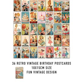 the lazy panda card company Set of 36 High Quality Funny Retro Birthday Cards - Congratulations & Postcards for Birthday - Happy Birthday Cards in Postcard Set - Men Women