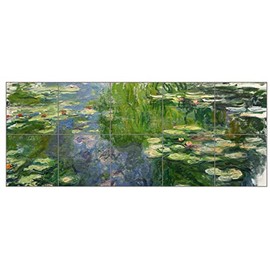 Carpe Diem Designs Ceramic Tile Mosaic Mural, Monet Waterlilies, Kitchen Backsplash or Bath/Shower Wall Art