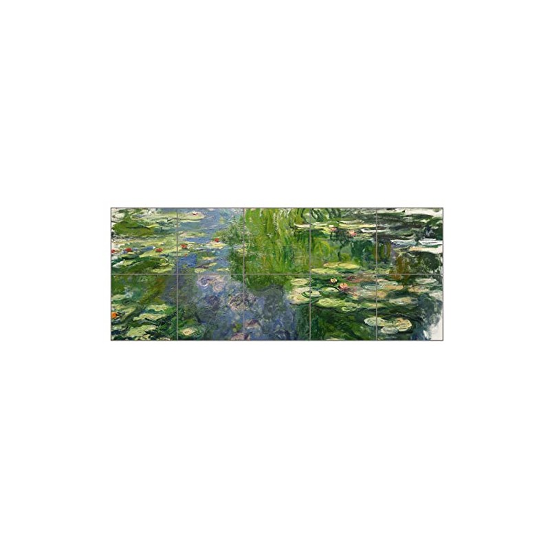 Carpe Diem Designs Ceramic Tile Mosaic Mural, Monet Waterlilies, Kitchen