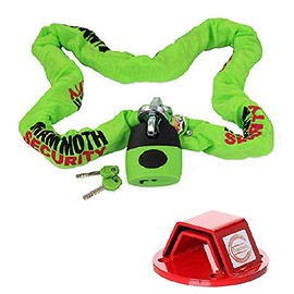 MOTORBIKE SECURITY MAMMOTH CAT3 SOLD SECURE APPROVED MOTORCYCLE 1.8M CHAIN LOCK WITH HEAVY DUTY GROUND ANCHOR