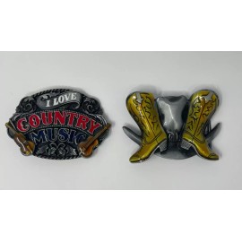 Boots Western Belt Buckles - 2 Pack - Country Music & Cowgirl Boots Buckle - Americana