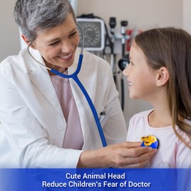 SCIAN Real Working Stethoscope - 5 Interchangeable Cartoon Heads, Professional Quality for Doctors, Nurses, Clinicians and Home Use with Multiple Colors(Blue)