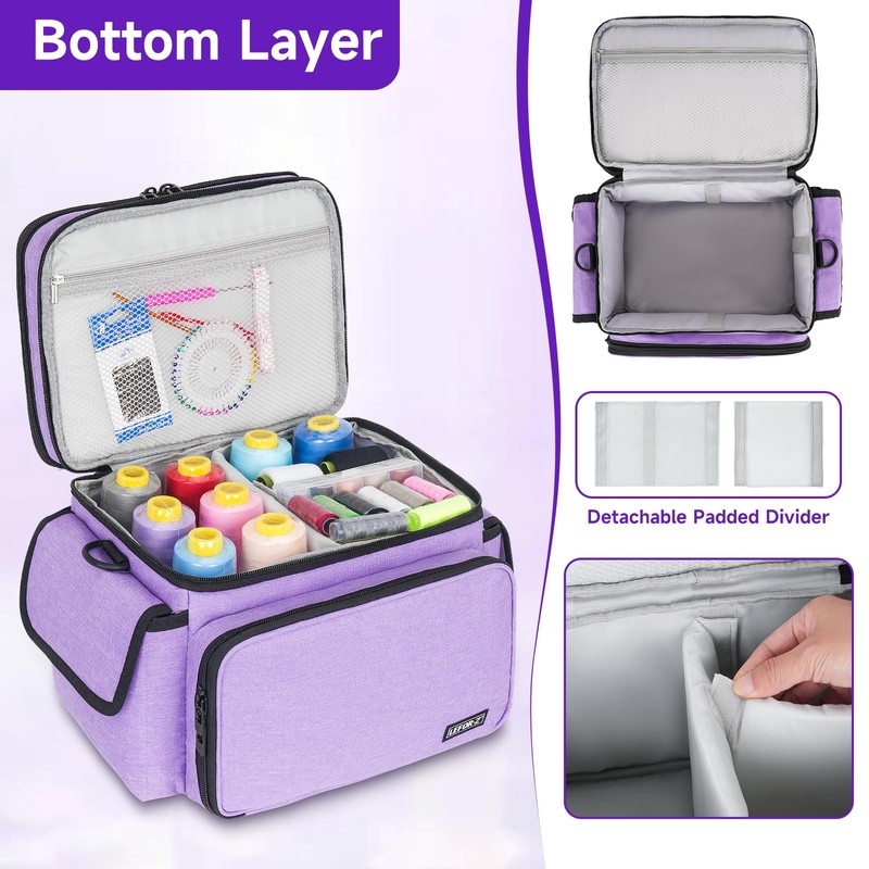 LEFOR·Z Sewing Supplies Organizer,Double-Layer Sewing Accessories Storage Bag,Protable Travel Sewing