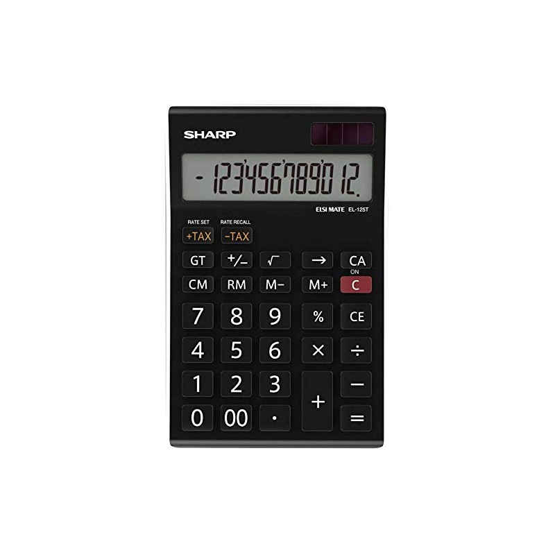 Sharp EL-125TWH Office Desktop Calculator - Black/White