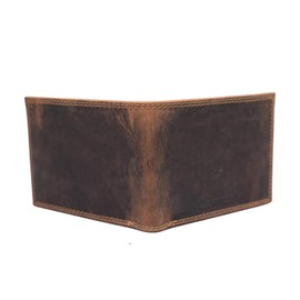 C&D SALES Men's Full Grain Hunter Leather Wallet - RFID Protected Secure and Durable Extra Capacity Billfold with 8 Card Slots, Flip Up ID Window (Tan), Tan Without Embossed, Standard, Bifold