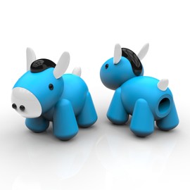 trencaHK Finials for Curtain Rods, Kids Curtain Pole Finial Ends, Cute Blue Horses Drapery Rod End for Bedroom, Kindergarten (Rod Not Included)