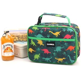 Insulated Lunch Bag for Children/Teens/Kids - Lunch Box for Daily Office Work School Outdoor Activities - Reusable Leakproof Cooler Bag Picnic Zipper Organizer-Green Dino