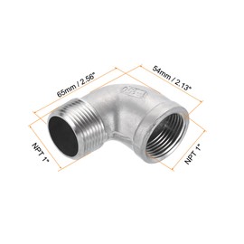 sourcing map 304 Stainless Steel 90 Degree Elbow Fittings NPT 1 Female x NPT 1 Male Threaded Adapter Pipe Fitting for Connecting Water Pipe Air Hose PVC Tube Cast Coupling