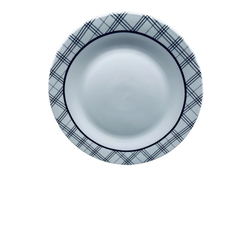 White Royal Norfolk Black/White Plaid Dinner/Serving Plate 10.5”.