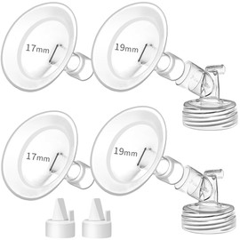 PumpMom-us 17mm and 19mm Oval Flanges Compatible with Spectra S2 S1 9 Plus Pump Parts, Replacement Breast Shield and Duckbill Valves for Spectra Flange Accessories (17mm + 19mm)