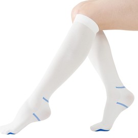 EVOPLECI Medias de compresión antiembolia para mujeres y hombres, calcetines de manguera Ted, de 15 a 20 mmhg, nivel moderado con orificio para los dedos de inspección (XL, blanco), Blanco, XX-Large