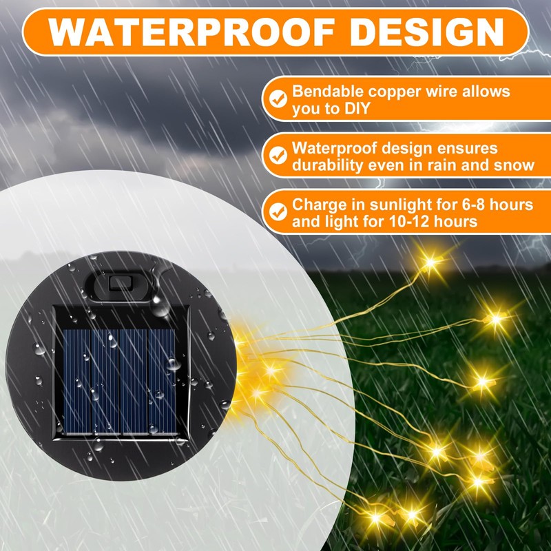 Kittmip 12 Pack Solar Lights Replacement Tops Lantern Waterproof String