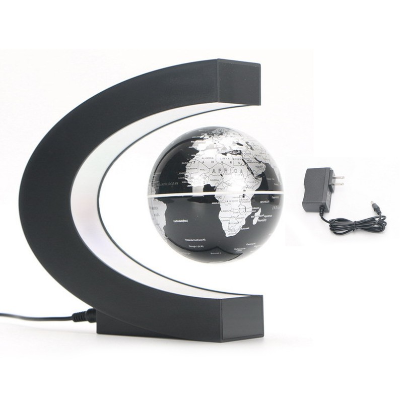 Magnetic Levitation Globe C Shaped 3 Inch Black Frosted LED