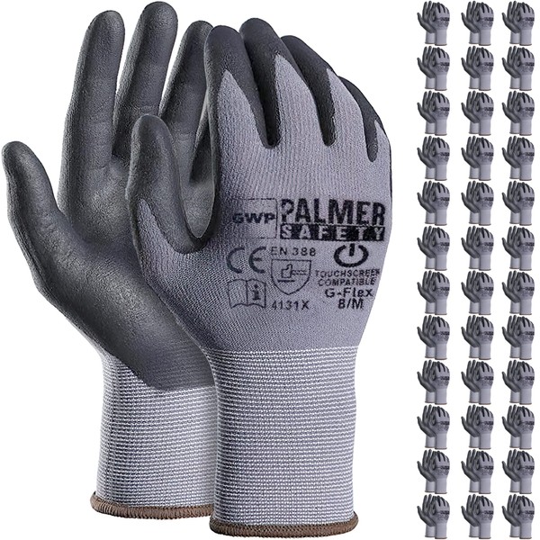 ATERET Work Gloves 12 Pairs Micro-Foam Nitrile Coated Safety Gloves,