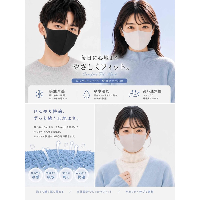 Eraser Cool Feeling Mask, Cool and Refreshing, for Summer, Washable,