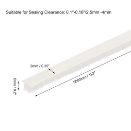 uxcell Brush Weather Stripping, Adhesive Felt Door Seal Strip Pile Weatherstrip Door Sweep Brush for Door Window 197Inch L X 0.2 Inch W (5000mm X 5mm) White