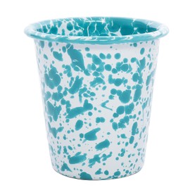 Crow Canyon Home Enamelware Tumbler, 10 ounce, Turquoise/White Splatter (Set of 4)