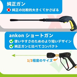 ankon Brass Karcher Short Gun High Pressure Washing Short Gun Short Gun High Pressure Washer Short Gun Karcher Nozzle for Karcher K Series K2 K3 K4 K5 K6 K7 JTK, M22 14mm Quick Connect Adapter, 5 in 1 Nozzle with 1/4" Quick Connector Multiple Angles (0-6