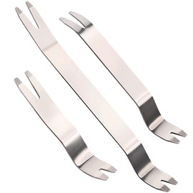 FOSHIO 3pcs Metal Trim Removal Tool, Auto Fastener Remover Pry Tool, Easy Removal of Car Door Panel, Audio Radio Panel, Molding, Dashboards and Wheel Hubs