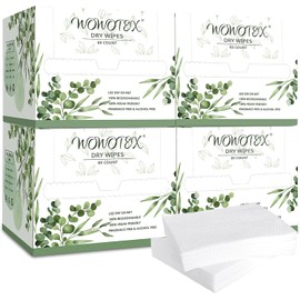 WOWOTEX Toalla Facial Desechable, Toallitas Faciales Secas Grandes Biodegradables, 240 Unidades/4 Cajas, Toallas Faciales Limpias Y Suaves Extragruesas para Pieles Sensibles, Desmaquillado, Limpieza F