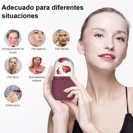 FLOREXIA Rodillo de Hielo Facial,Rodillo de Hielo Facial Antideslizante,Molde de Hielo Facial de Silicona Duradero para Belleza Facial,Rosa Roja