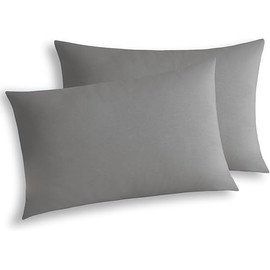 WhatsBedding Queen Jersey Knit Pillowcases Set of 2, 100% Cotton Bed Pillow Cases Queen Size with Zipper,Soft and Breathable, 20×30 inches Dark Grey
