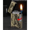 Soft Flame Lighter, Unique Engraved Tiger Eagle Metal Wheel Lighter，Refillable