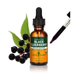Herb Pharm Certified Organic Black Elderberry Liquid Extract for Immune System Support, Organic Cane Alcohol, 1 Oz