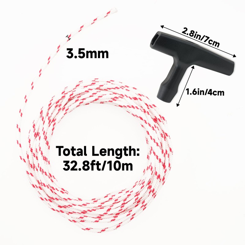 KINGLAKE 3.5mm 10M Lawnmower Pull Cord Replacement with 2 Starter
