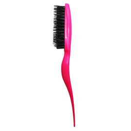 KINDOYO 1 Piece Boar Bristle Hair Brush - Plastic Back Combing Brush 3 Row Bristle Teasing Hair Brushes with Tail Handle for Home Beauty Salon Hair Care Scalp - Black