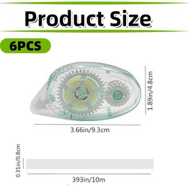 6PCS Pieces of Double-Sided Tape for Craft, Double-Sided Tape Scrapbook Roller, Tape Dispenser Clear Roller for DIY Craft Card Marking Scrapbook Album Diary (10 M *8 Mm)